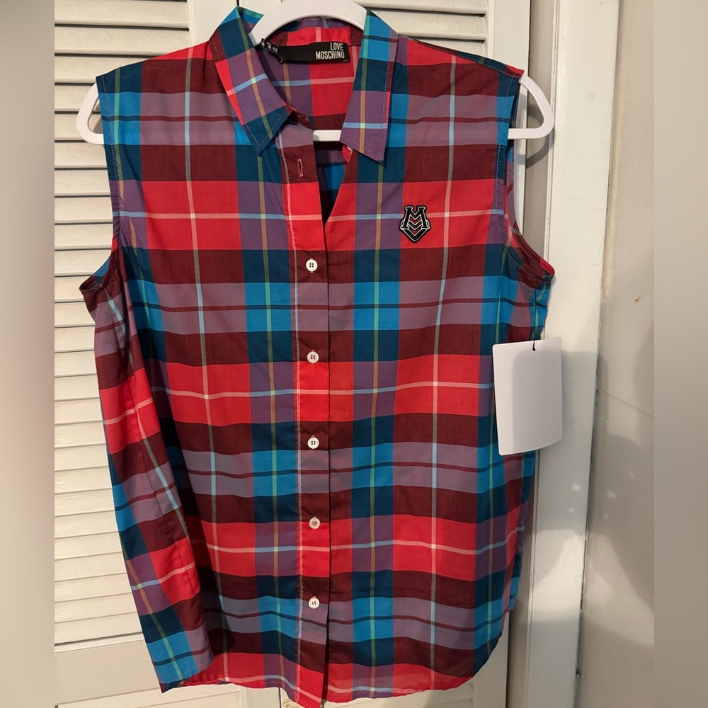 Love Moschino plaid sleeveless top